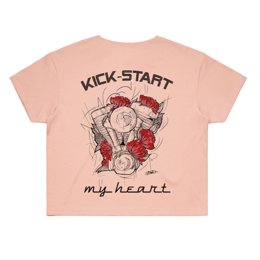 Kick-Start My Heart Unisex Crop Tee, Pink